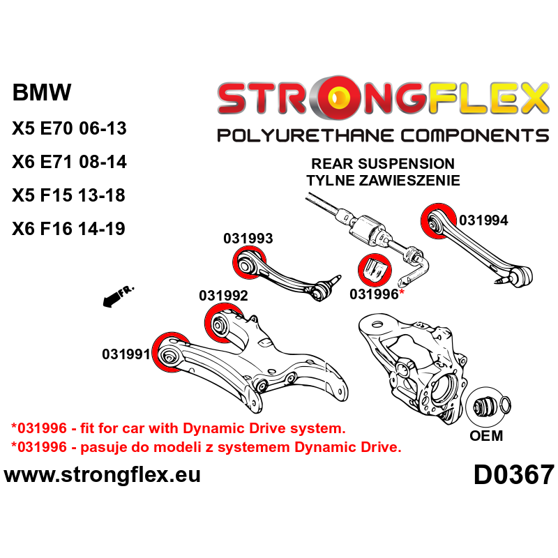 Strongflex BMW E70/F15/E71 Achteras rubberset – 036056B 2 Strongflex BMW E70/F15/E71 Achteras rubberset – 036056B – Bild 2