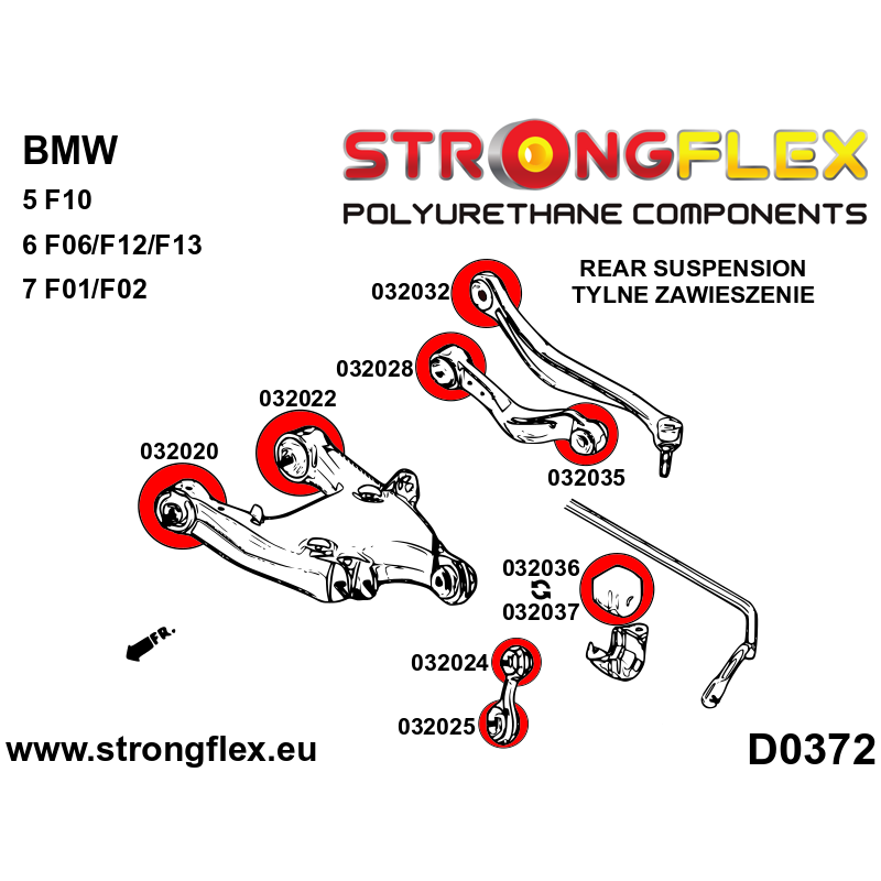 Strongflex BMW F10/F06/F12 Achteras rubberset – 036060B 2 Strongflex BMW F10/F06/F12 Achteras rubberset – 036060B – Bild 2