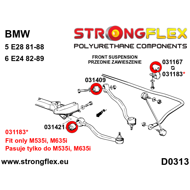Strongflex BMW E28/E24 Vooras rubberset – 036076B 2 Strongflex BMW E28/E24 Vooras rubberset – 036076B - Image 2