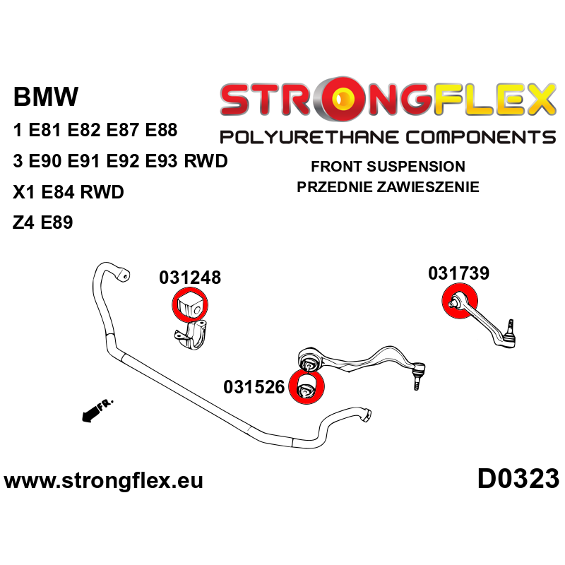 Strongflex BMW E81/E82/E87 Vooras rubberset SPORT – 036086A 2 Strongflex BMW E81/E82/E87 Vooras rubberset SPORT – 036086A - Afbeelding 2