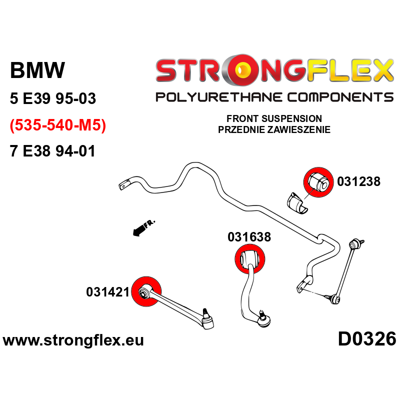 Strongflex BMW E38 Vooras rubberset SPORT – 036087A 2 Strongflex BMW E38 Vooras rubberset SPORT – 036087A – Image 2