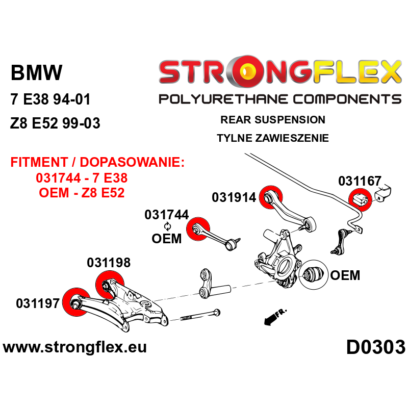 Strongflex BMW Z8/E52 Achteras rubberset – 036090B 2 Strongflex BMW Z8/E52 Achteras rubberset – 036090B - Afbeelding 2