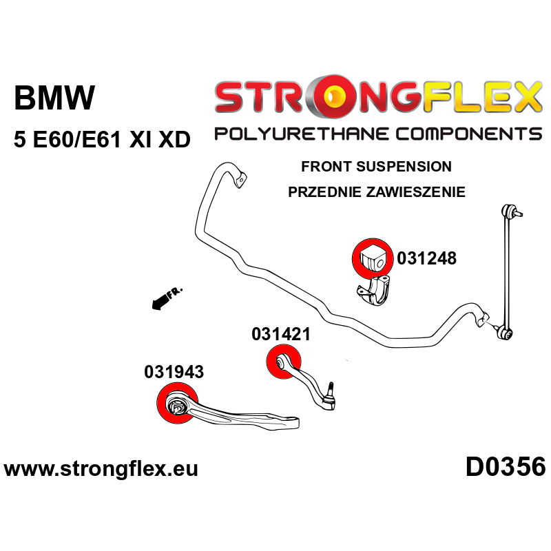 Strongflex BMW E60/E61 Vooras rubberset SPORT – 036093A 2 Strongflex BMW E60/E61 Vooras rubberset SPORT – 036093A – Bild 2