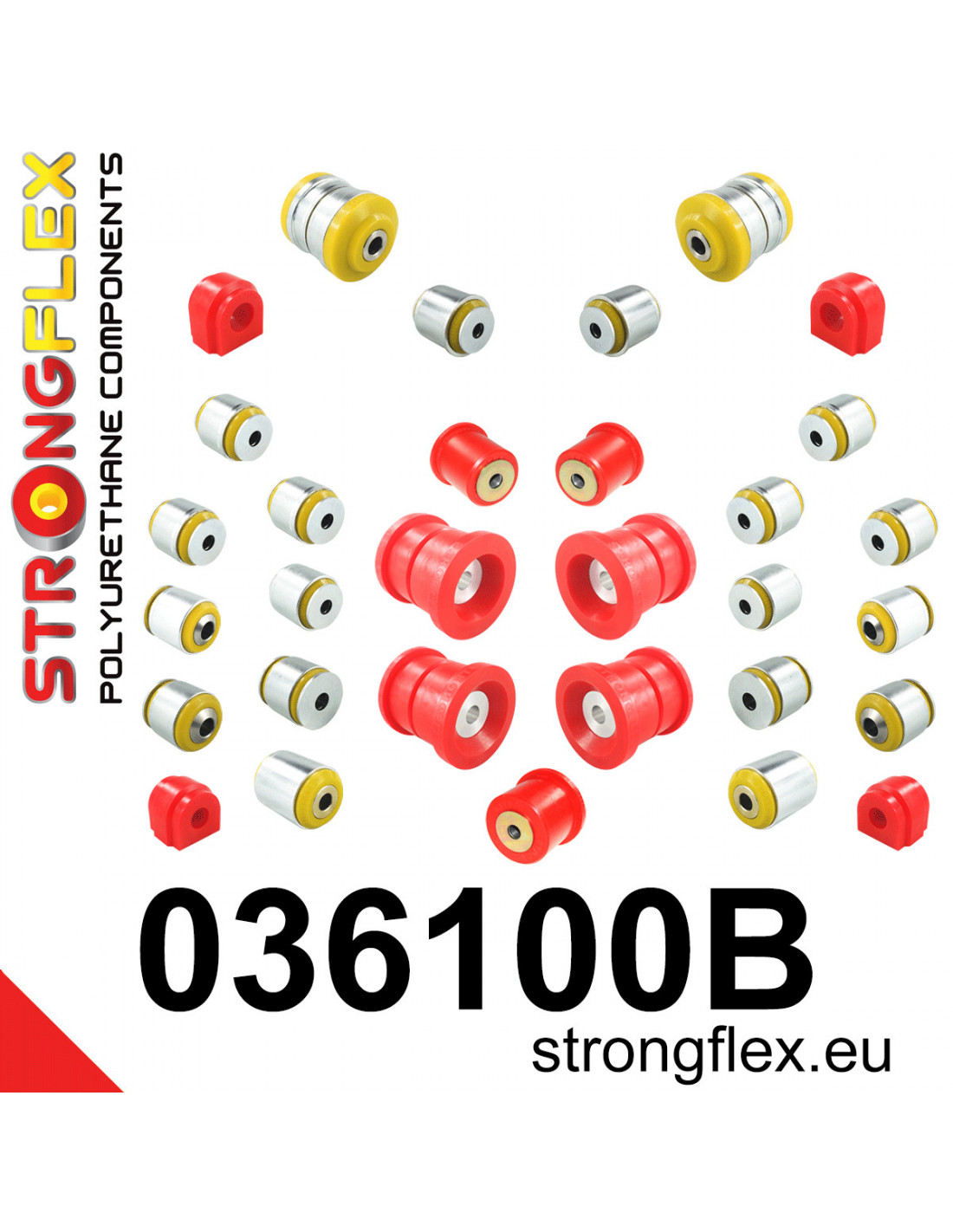 Strongflex BMW F25/F26 Complete ophangrubberset – 036100B 1 Strongflex BMW F25/F26 Complete ophangrubberset – 036100B