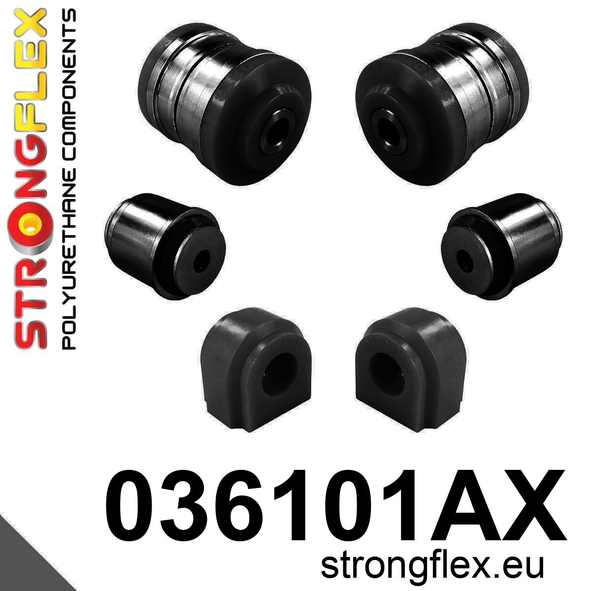 Strongflex BMW F25/F26 Vooras rubberset SPORT ZWART – 036101AX 2 Strongflex BMW F25/F26 Vooras rubberset SPORT ZWART – 036101AX