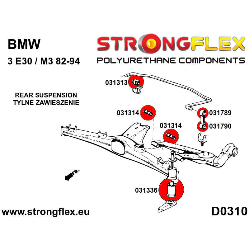 Strongflex BMW E30 Polyurethaan rubberset voor- en achteras SPORT – 036103A 3 Strongflex BMW E30 Polyurethaan rubberset voor- en achteras SPORT – 036103A – Bild 3