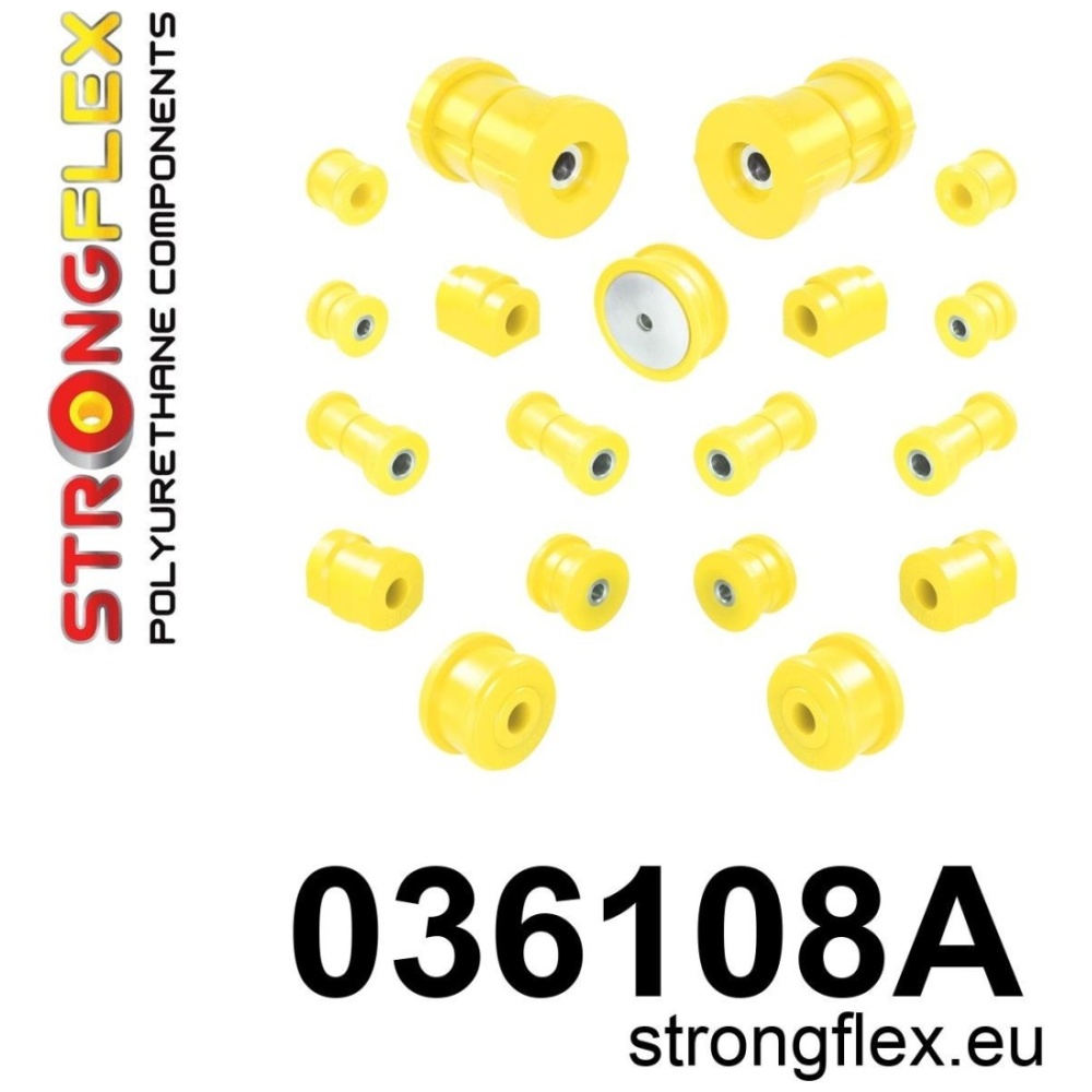 Strongflex BMW E36 Polyurethaan rubberset voor- en achteras SPORT – 036108A
