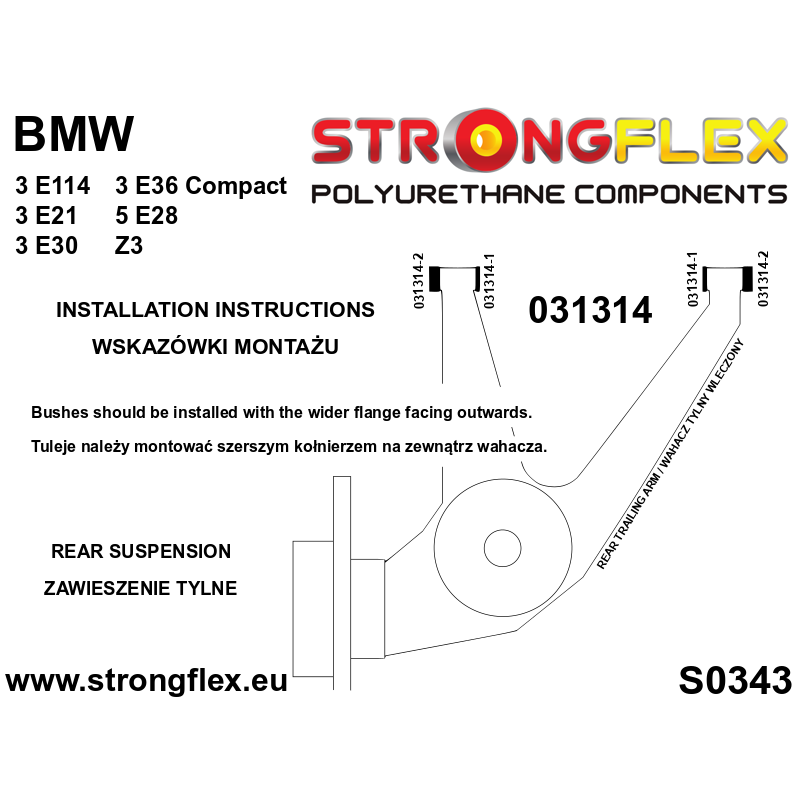 Strongflex BMW Z3/E36 Complete ophangrubberset – 036110B 5 Strongflex BMW Z3/E36 Complete ophangrubberset – 036110B - Afbeelding 5