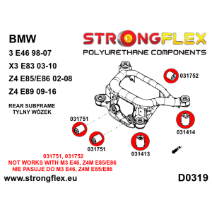 036119a Buchsensatz Hinterachstrager Aufhangung Sport Polyurethan Driften Motorsport Bmw Serie 3 Iv E46 Rwd M3 Xi Xd Compact