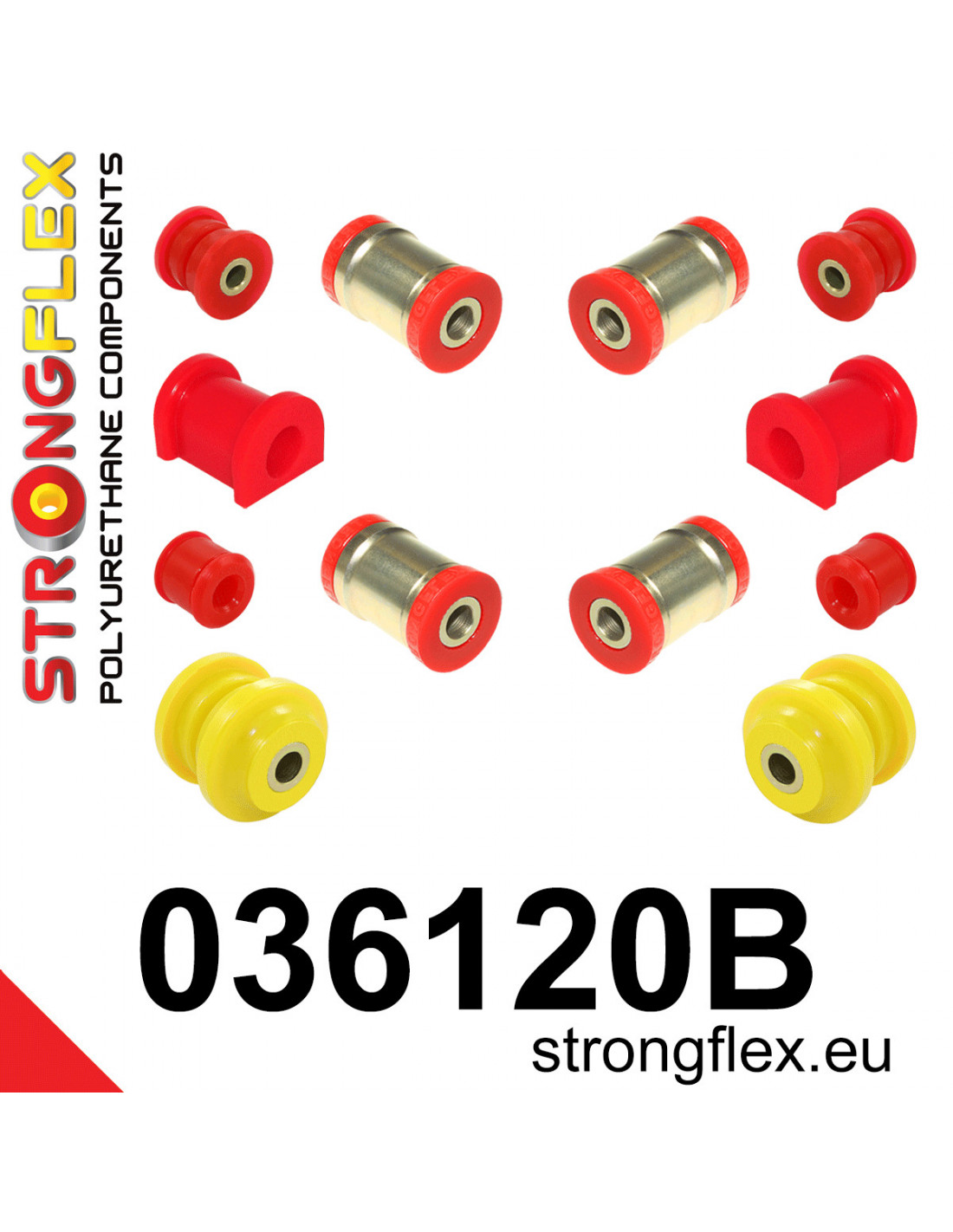 Strongflex BMW Z1/E30 Achteras rubberset – 036120B 1 Strongflex BMW Z1/E30 Achteras rubberset – 036120B