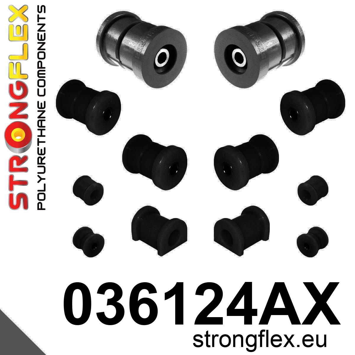 Strongflex BMW E28/E24/E23 Achteras rubberset SPORT ZWART – 036124AX 3 Strongflex BMW E28/E24/E23 Achteras rubberset SPORT ZWART – 036124AX
