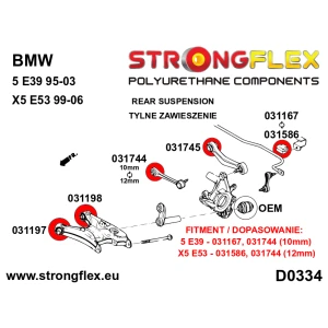 Strongflex BMW E39 Achteras rubberset – 036130B