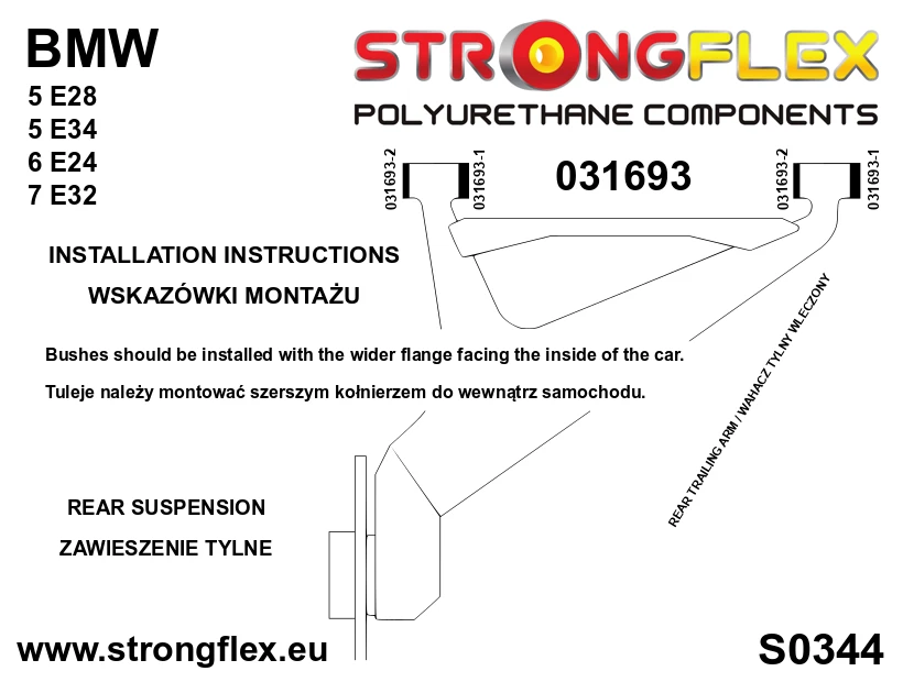 Strongflex BMW E34/E32 Achterste ophangset SPORT ZWART – 036172AX 3 Strongflex BMW E34/E32 Achterste ophangset SPORT ZWART – 036172AX – Bild 3