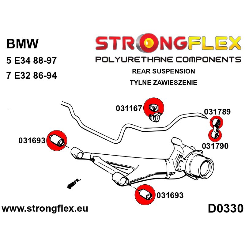 Strongflex BMW E34/E32 Complete ophangrubbers – 036173B 3 Strongflex BMW E34/E32 Complete ophangrubbers – 036173B – Image 3