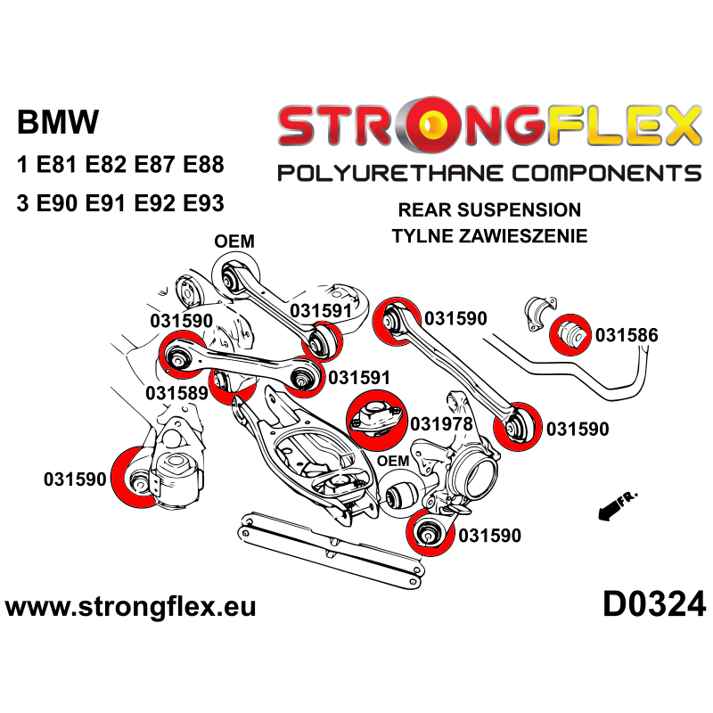 Strongflex BMW E81/E82/E87 Complete polyurethaan rubberset voor- en achteras SPORT – 036215A 4 Strongflex BMW E81/E82/E87 Complete polyurethaan rubberset voor- en achteras SPORT – 036215A - Image 4