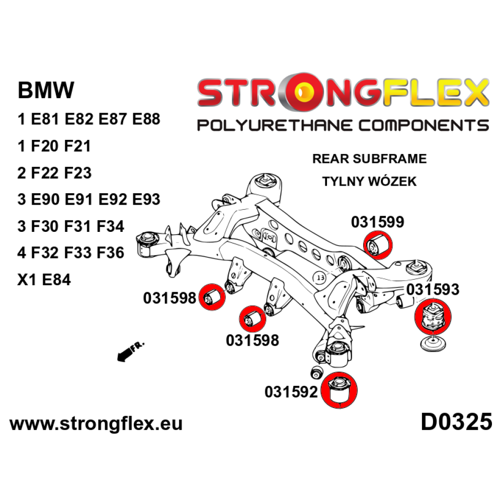 Strongflex BMW E90/E91/E92 Complete ophangrubberset SPORT ZWART – 036216AX