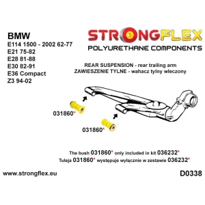 Strongflex BMW E114/E115/E21 Achteras verstelbare schuine-draagarmrubbers SPORT – 036232A