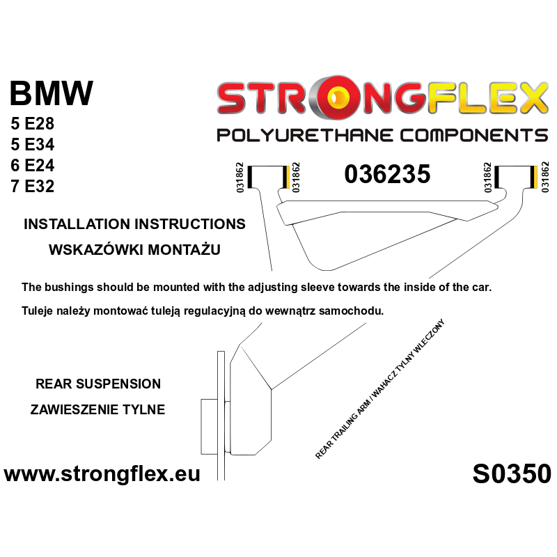 Strongflex BMW E28/E34/E24 Set excentrische achterste draagarmrubbers SPORT – 036235A 2 Strongflex BMW E28/E34/E24 Set excentrische achterste draagarmrubbers SPORT – 036235A – Bild 2