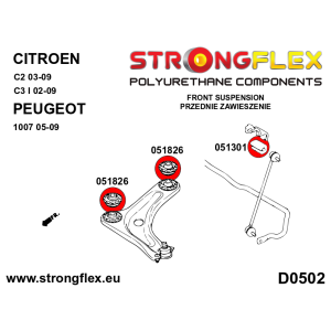 Strongflex Citroën / Peugeot Voorste stabilisatorrubber SPORT – 051301A