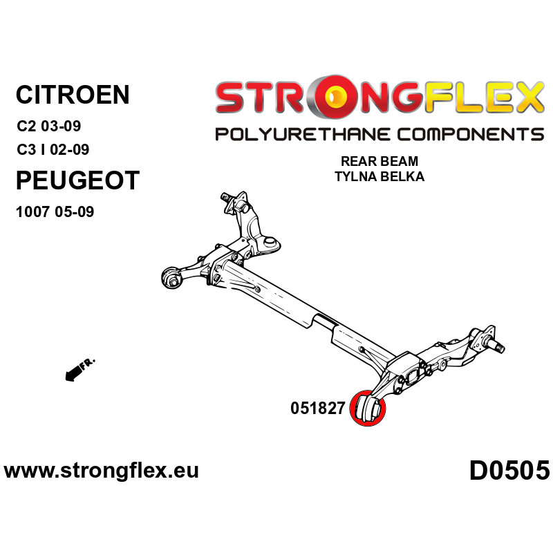 Strongflex Citroën / Peugeot Silentbloc de berceau arrière – 051827B 2 Strongflex Citroën / Peugeot Silentbloc de berceau arrière – 051827B – Image 2