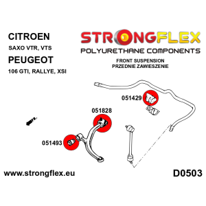 Strongflex Citroën / Peugeot Vooras draagarm achterste rubber – 051828B