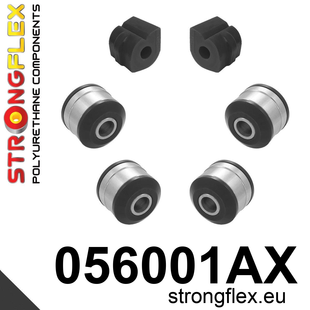 Strongflex Citroën / Peugeot Vooras rubberset SPORT ZWART – 056001AX 2 Strongflex Citroën / Peugeot Vooras rubberset SPORT ZWART – 056001AX