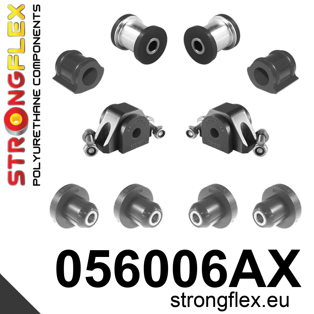 Strongflex Citroën / Peugeot Buchsensatz Vorder- und Hinterachsträger SPORT SCHWARZ – 056006AX 2 Strongflex Citroën / Peugeot Buchsensatz Vorder- und Hinterachsträger SPORT SCHWARZ – 056006AX
