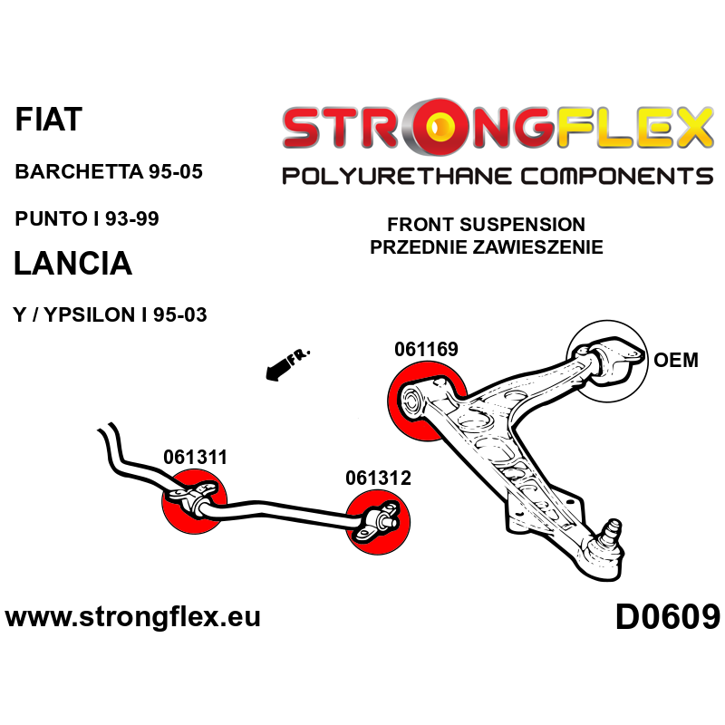 Strongflex Fiat / Lancia Vooras draagarm - voorste rubber – 061169B 4 Strongflex Fiat / Lancia Vooras draagarm - voorste rubber – 061169B - Image 4
