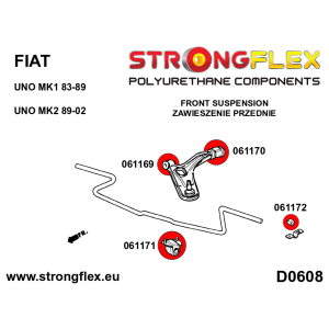 Strongflex Fiat Cinquecento / Seicento / Uno Draagarm vooras – achterste rubber ZWART – 061170BX