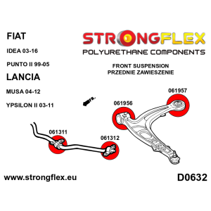Strongflex Fiat / Lancia Voorste stabilisatorrubber – binnenzijde ZWART – 061311BX