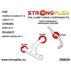 Strongflex Alfa Romeo / Citroën / Fiat / Peugeot Vooras draagarm rubber voor SPORT ZWART – 061549AX