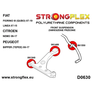 Strongflex Alfa Romeo / Citroën / Fiat / Peugeot Vooras draagarm rubber voor ZWART – 061549BX