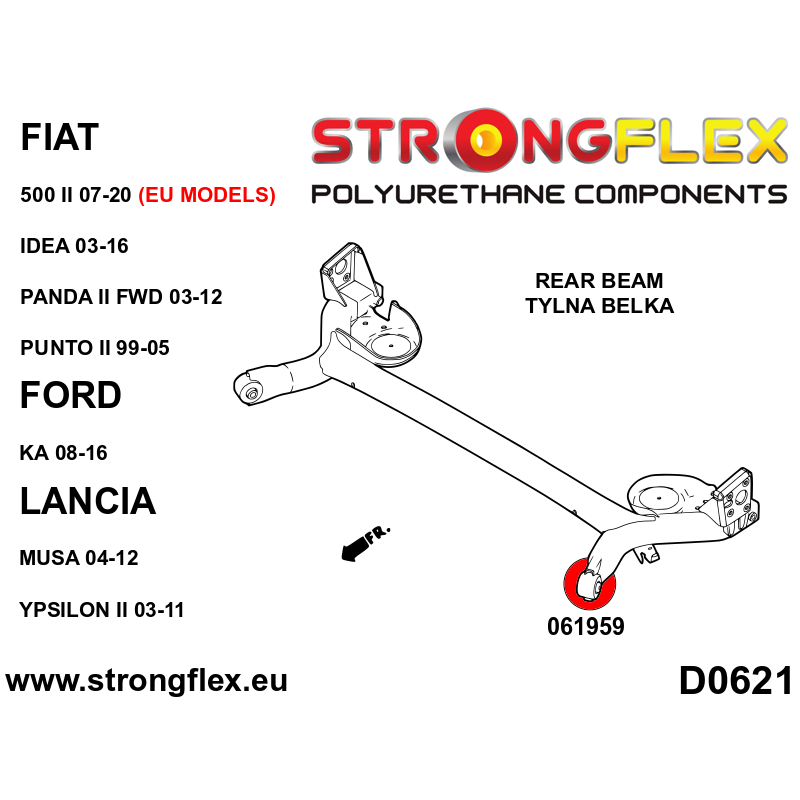 Strongflex Fiat 500 Achterste steunrubber – 061959B 2 Strongflex Fiat 500 Achterste steunrubber – 061959B - Afbeelding 2