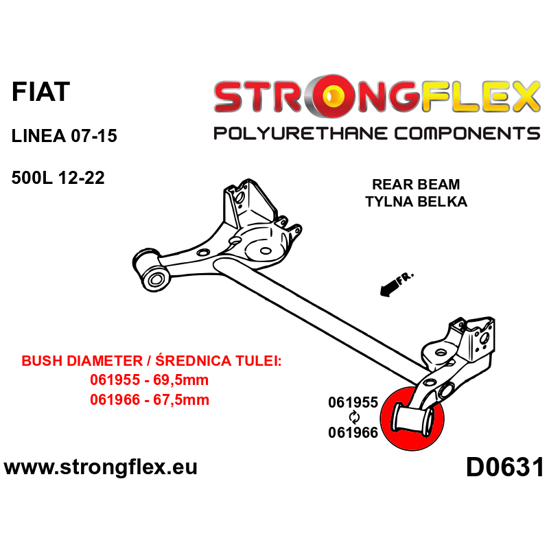 Strongflex Citroën / Fiat Achterste balk rubber 67,5mm – 061966B 3 Strongflex Citroën / Fiat Achterste balk rubber 67,5mm – 061966B - Image 3