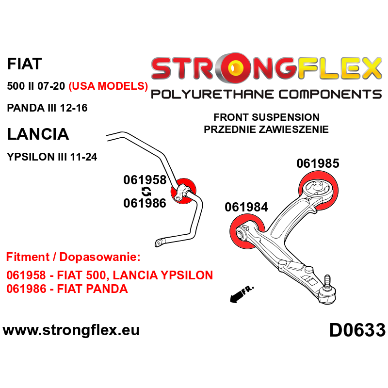 Strongflex Fiat / Lancia Vooras draagarm rubber voor – 061984B 2 Strongflex Fiat / Lancia Vooras draagarm rubber voor – 061984B – Bild 2