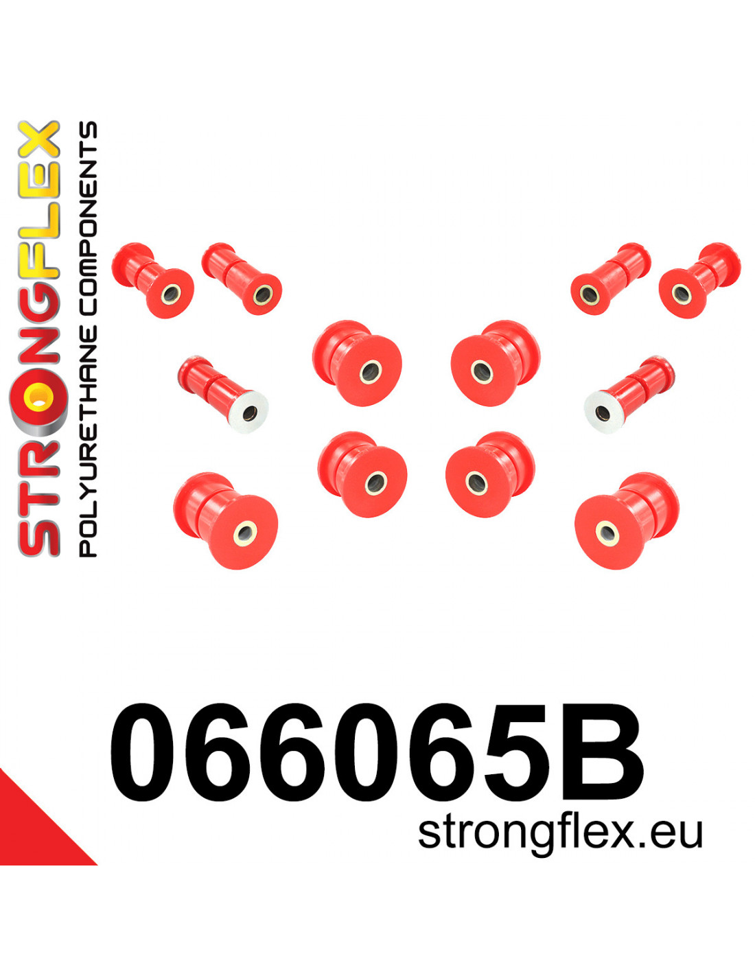 Strongflex Fiat 125P Polyurethane bush kit rear axle – 066065B 1 Strongflex Fiat 125P Polyurethaan rubberset achteras – 066065B