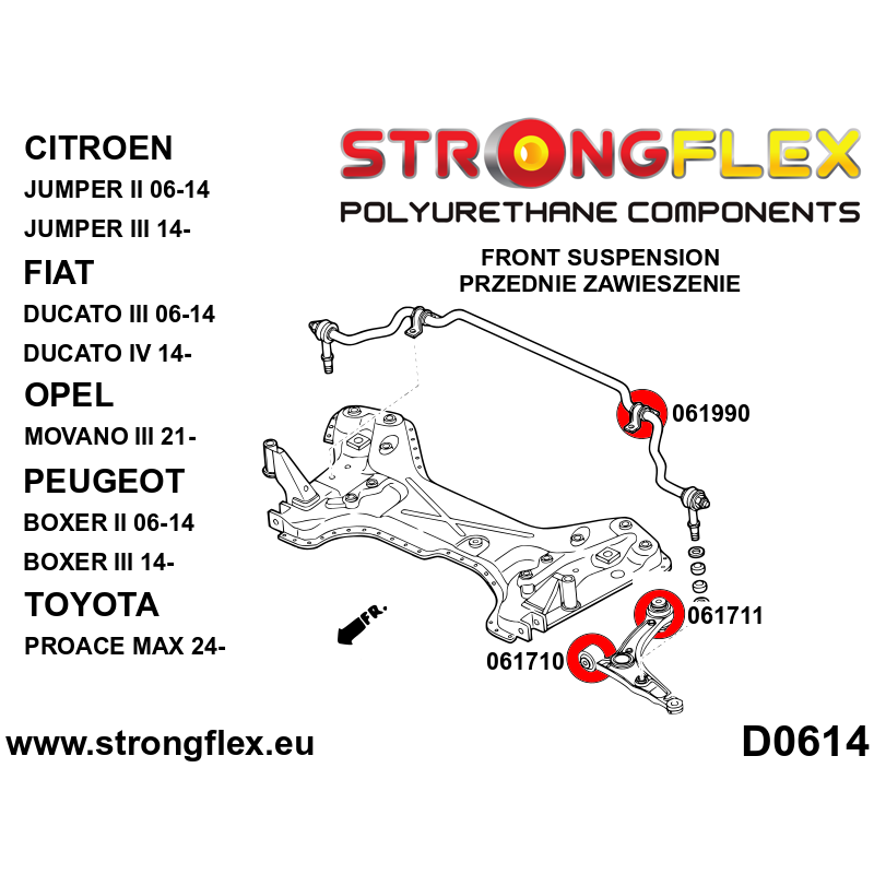 Strongflex Citroën / Fiat / Peugeot / Toyota Vooras rubberset SPORT – 066084A 2 Strongflex Citroën / Fiat / Peugeot / Toyota Vooras rubberset SPORT – 066084A – Bild 2