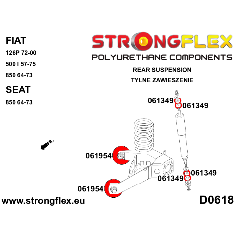 Strongflex Fiat 126P Complete ophangrubberset – 066085B 3 Strongflex Fiat 126P Complete ophangrubberset – 066085B – Bild 3