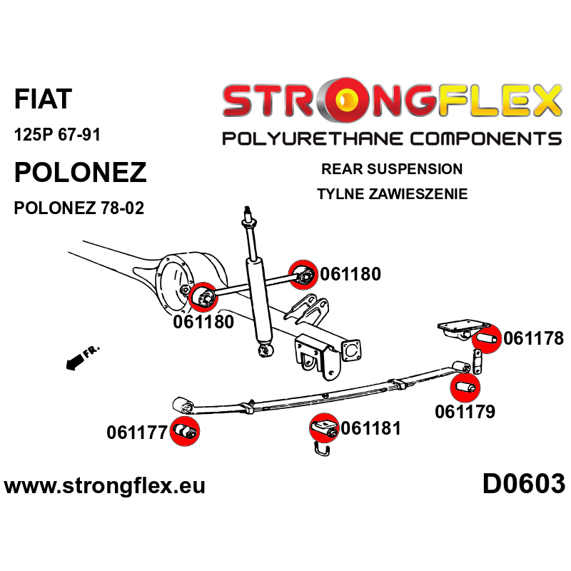 Strongflex Fiat 125P Complete polyurethaan rubberset SPORT – 066113A 3 Strongflex Fiat 125P Complete polyurethaan rubberset SPORT – 066113A – Bild 3