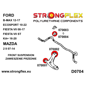 Strongflex Ford / Mazda Vooras draagarm rubber voor – 070001B