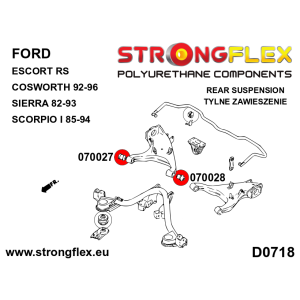 Strongflex Ford Escort / Scorpio / Sierra Draagarmrubber achter onder - binnenzijde SPORT – 070028A