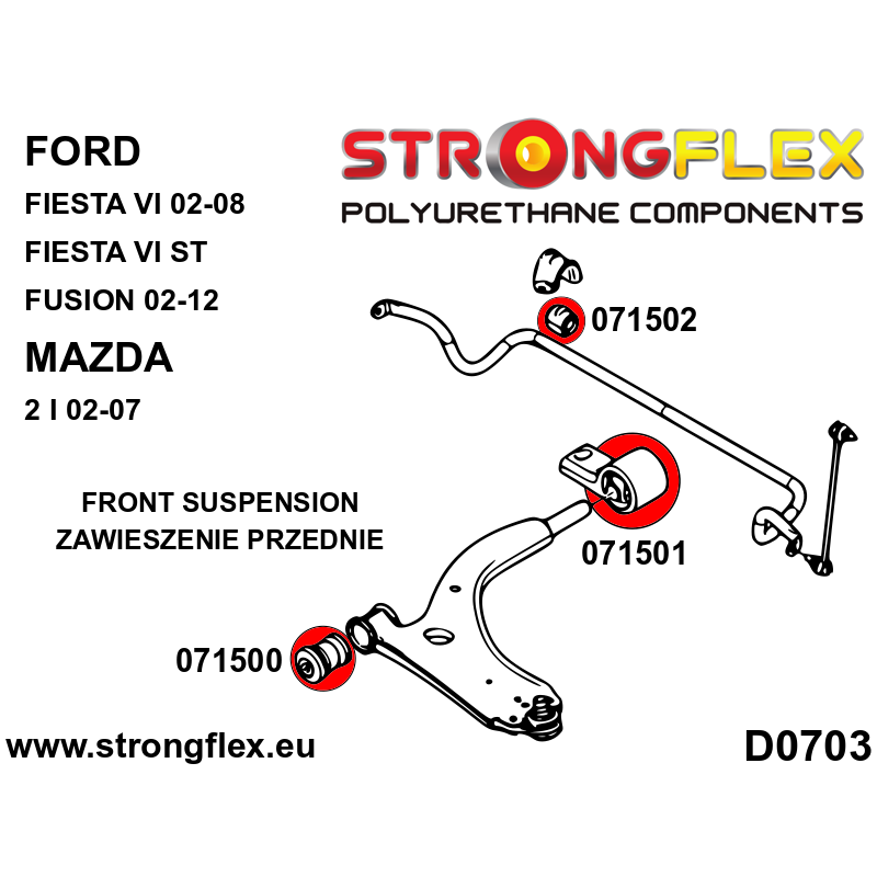 Strongflex Ford / Mazda Voorste stabilisatorrubber SPORT – 071502A 2 Strongflex Ford / Mazda Voorste stabilisatorrubber SPORT – 071502A – Bild 2
