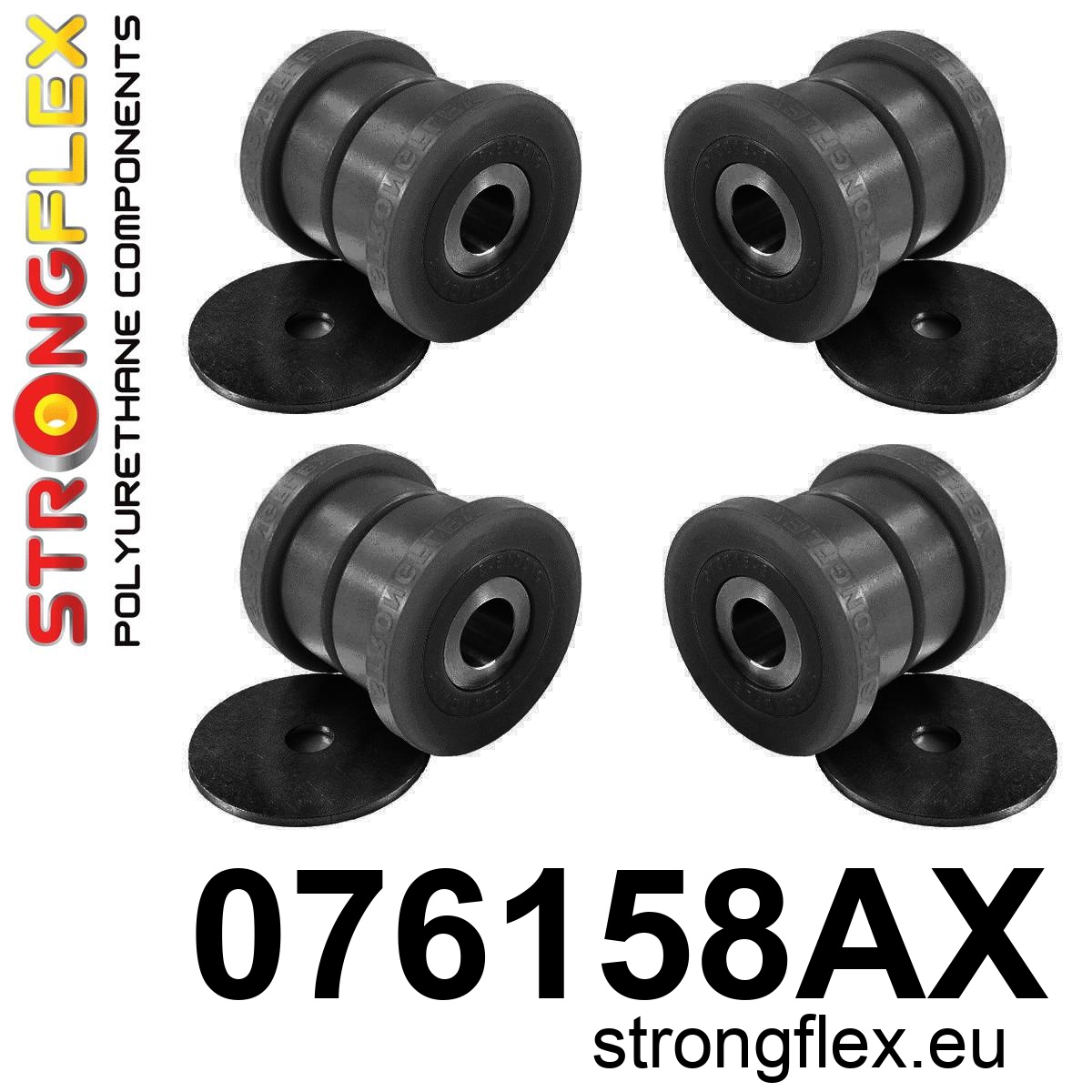 Strongflex Ford / Volvo Achteras-subframe rubberset SPORT ZWART – 076158AX 2 Strongflex Ford / Volvo Achteras-subframe rubberset SPORT ZWART – 076158AX