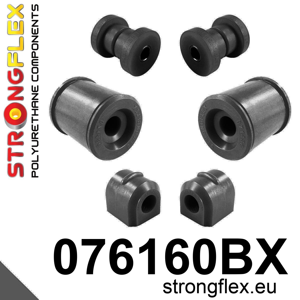 Strongflex Ford / Mazda / Volvo Vooras rubberset ZWART – 076160BX 2 Strongflex Ford / Mazda / Volvo Vooras rubberset ZWART – 076160BX