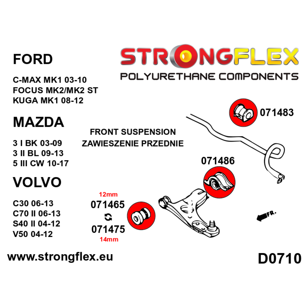 Strongflex Ford / Mazda Complete ophangrubberset SPORT ZWART – 076163AX