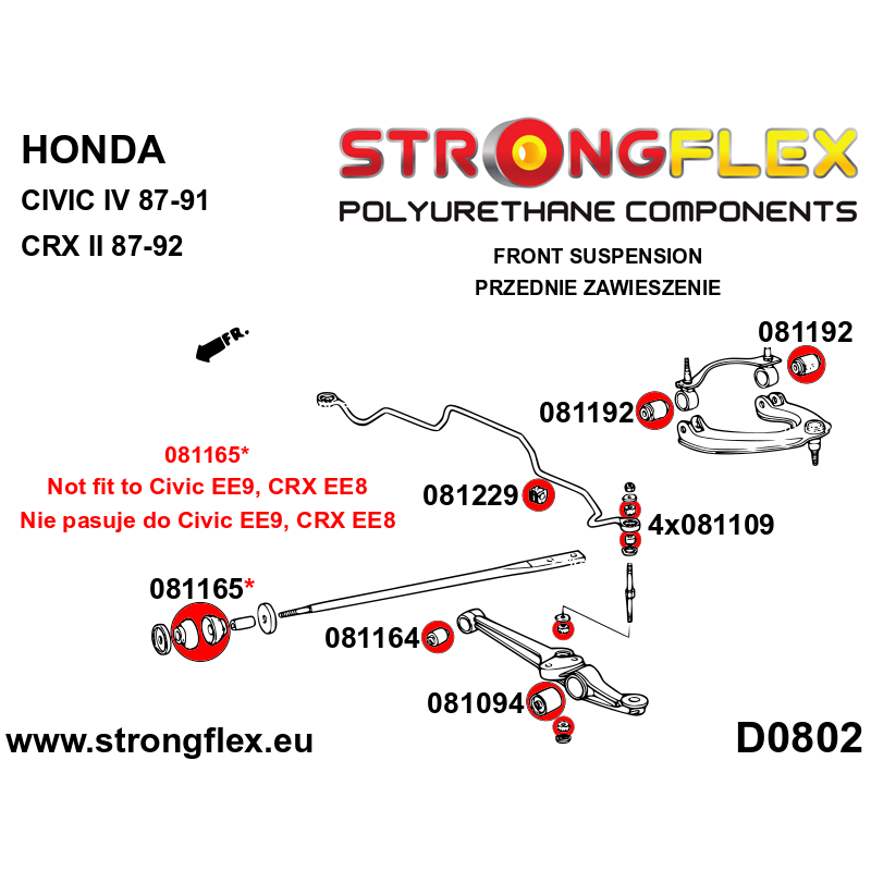 Strongflex Acura / Honda Voorste draagarm - buitenste rubber SPORT ZWART – 081094AX 2 Strongflex Acura / Honda Voorste draagarm - buitenste rubber SPORT ZWART – 081094AX - Afbeelding 2