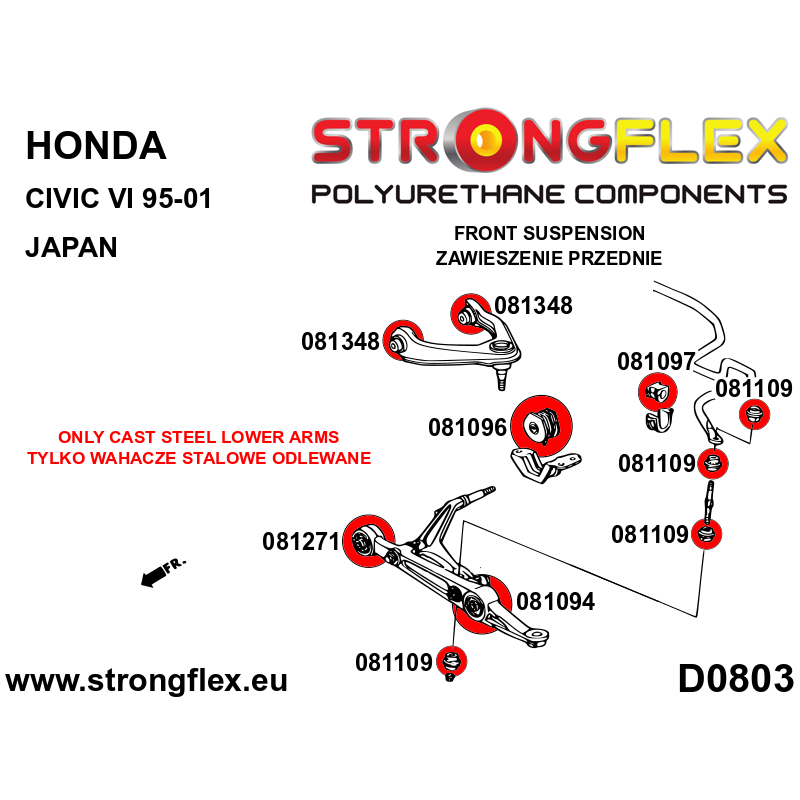 Strongflex Acura / Honda Voorste draagarm - buitenste rubber SPORT ZWART – 081094AX 3 Strongflex Acura / Honda Voorste draagarm - buitenste rubber SPORT ZWART – 081094AX - Afbeelding 3