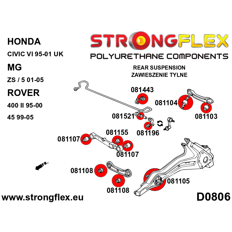 Strongflex Acura / Honda Achterste stabilisatorstang-rubber SPORT – 081196A 3 Strongflex Acura / Honda Achterste stabilisatorstang-rubber SPORT – 081196A – Image 3