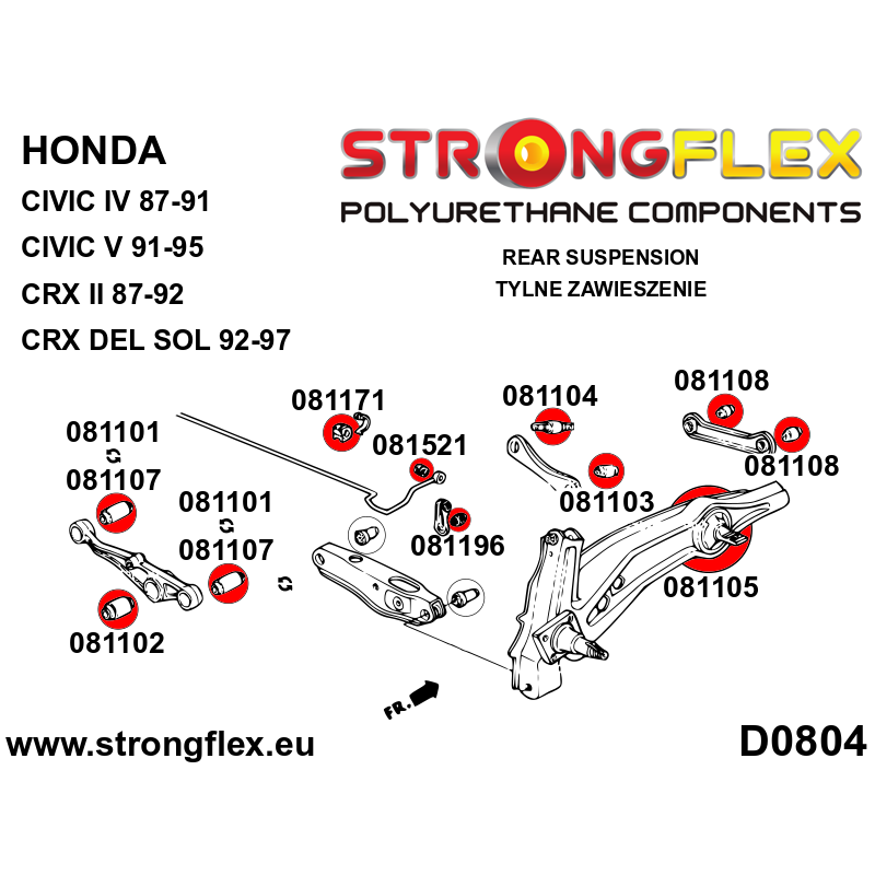 Strongflex Acura / Honda Achterste stabilisatorstang-rubber SPORT – 081521A 2 Strongflex Acura / Honda Achterste stabilisatorstang-rubber SPORT – 081521A - Afbeelding 2