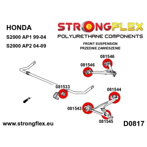 Strongflex Honda S2000 Vooras onderster draagarm voorste rubber ZWART – 081543BX